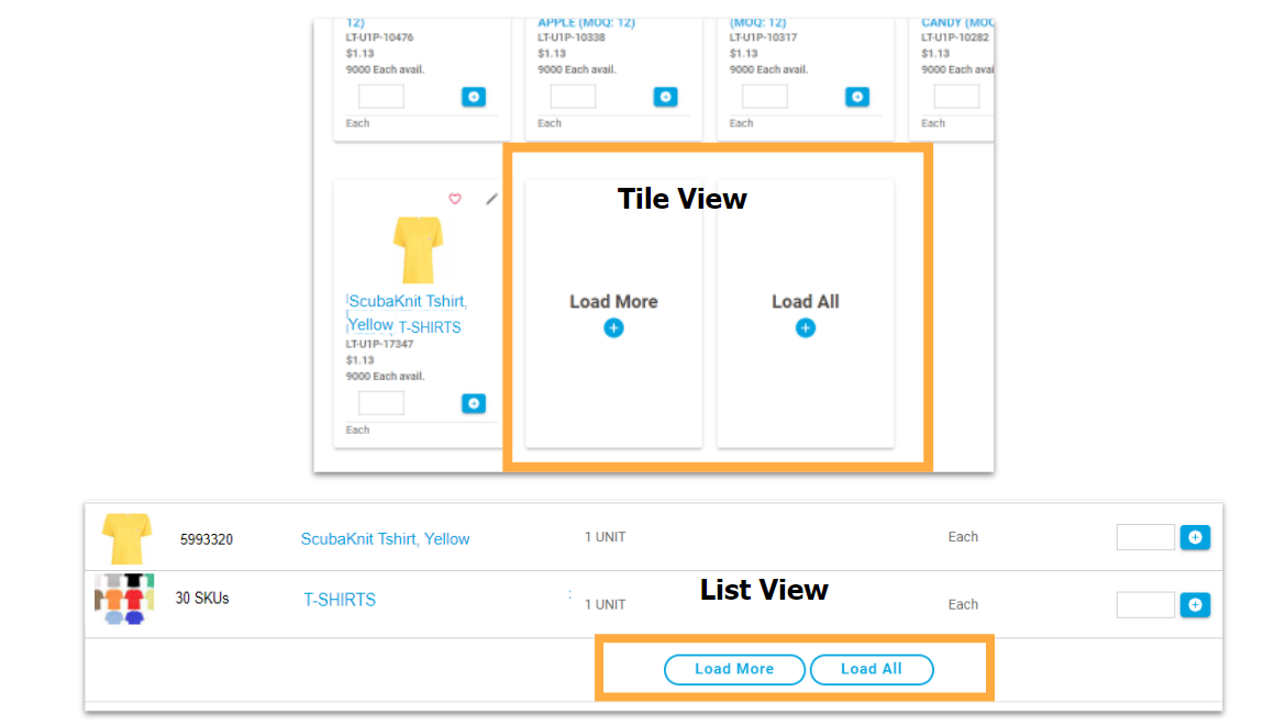9 - load more and load all functionality in list and tile view within a catalog