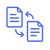 Two documents icon connected by arrows in 585de6 no background-1