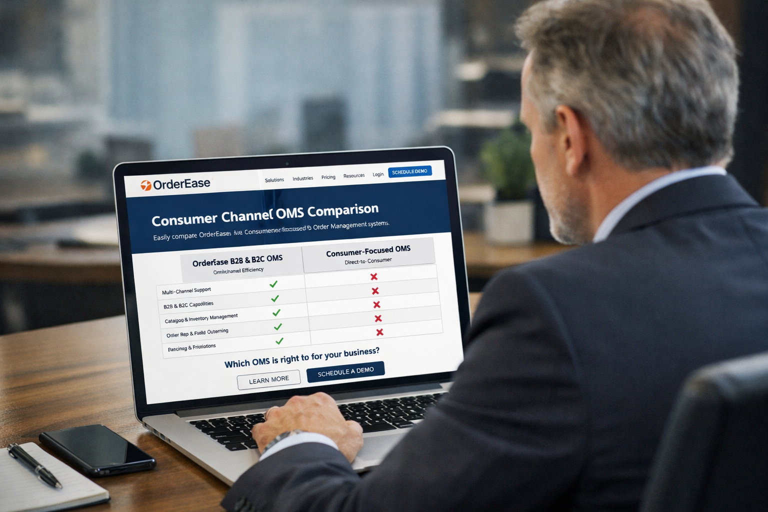 executive on laptop viewing this page httpswwwordereasecomcompareconsumerchanneloms-1