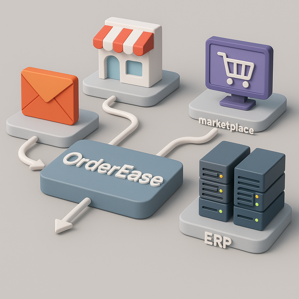 orderease integrating different order sources like email ecommerce and marketplaces with backend ERP-3