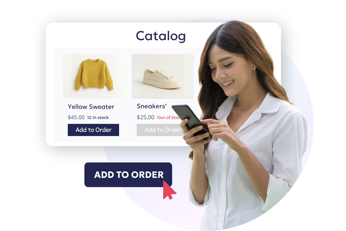 Tailored wholesale customer experiences using wholesale software available on mobile device 