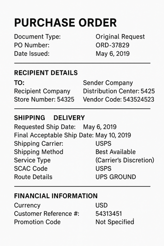 EDI 850 Format Example