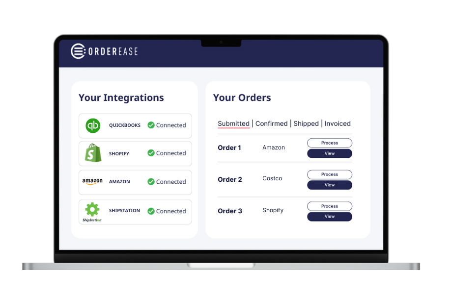 OrderEase dashboard, used for EDI drop shipping