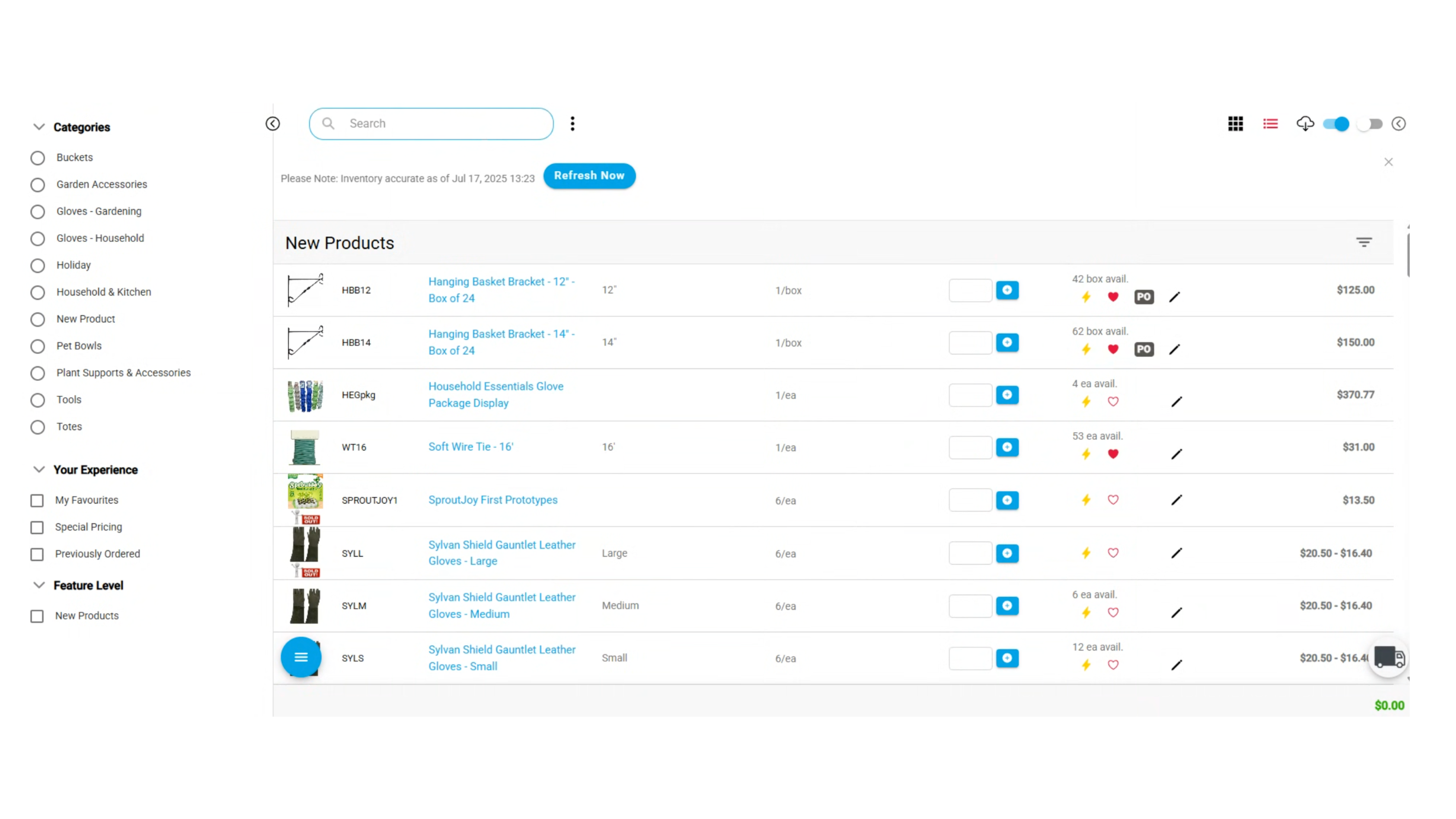 A dashboard example of a B2B ecommerce platform from the customer view
