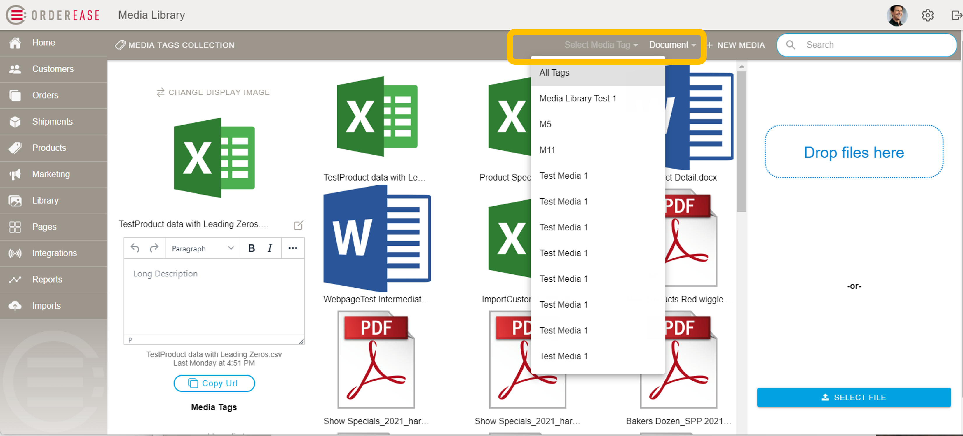 Filter documents by media type and custom media tags