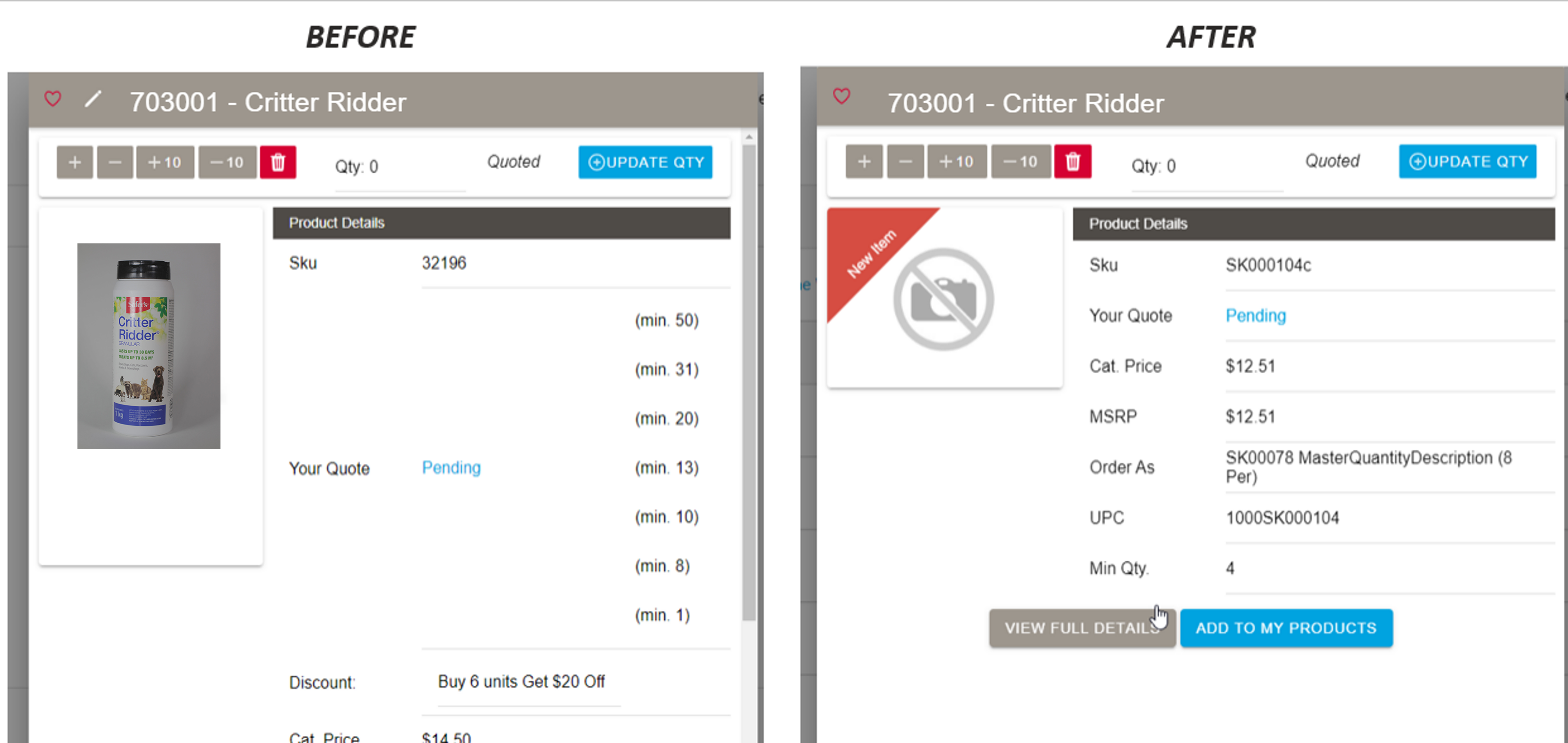 Pricing removed from product view when a user isn't logged in, shows price for the quoted item is Pending status