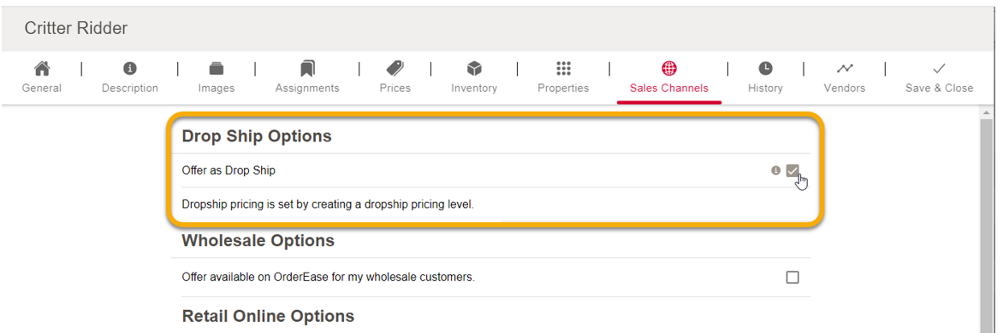 Setting a reminder for admin to create drop ship pricing level
