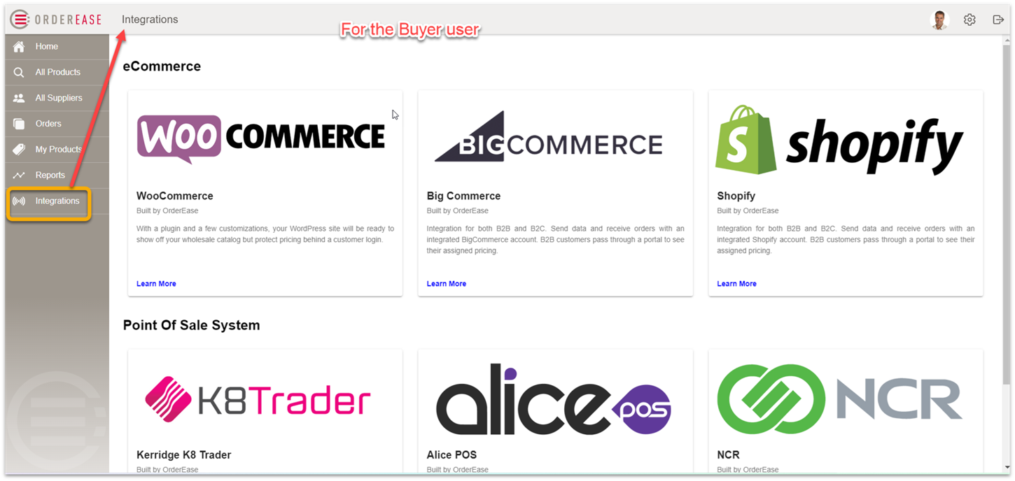 Integrations launch page for buyer