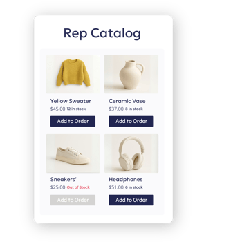 Example of a sales rep catalog that's integrated into B2B eCommerce strategy