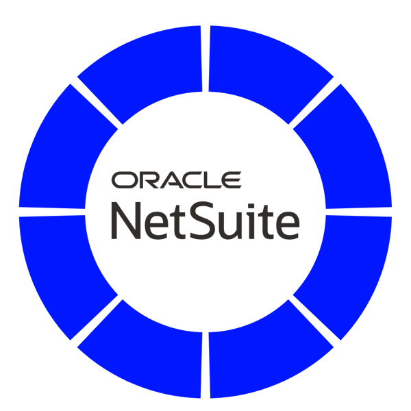 NetSuite Advanced Order Management integration icon: segmented blue circular ring symbolizing connected order orchestration, automation, and real-time sync across channels.