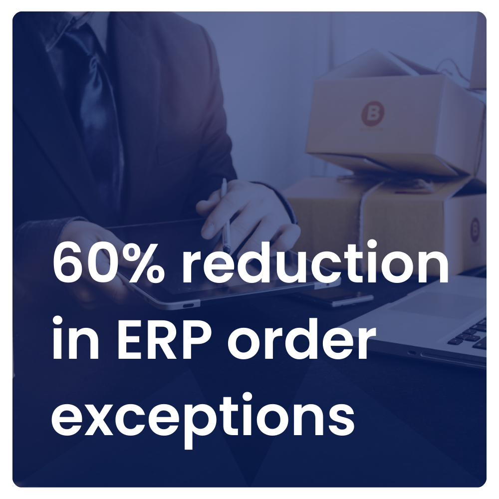 60% reduction in ERP order exceptions
