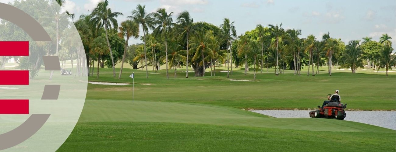 Cutting grass on a golf course